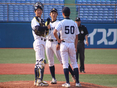 上野敦大（2年）・藤田凌司（1年）・竹内悠馬（4年・新人監督）