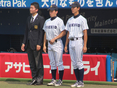 湊谷智将（2年・マネージャー）・河村怜（3年・投手コーチ補佐）・竹内悠馬（4年・新人監督）