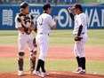 髙田涼太(3年)・溝口智成監督・澤田圭佑(4年)