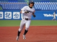 対明大戦、本塁打を放った上村（2年）