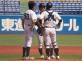 小口理仁（4年・育成コーチチーフ）・中﨑響介（1年）・小松勇貴（2年）