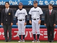 久戸瀬康平（４年）・蒲谷良充助監督・溝口智成監督・前田一男部長