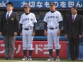 上野寛太（４年）・蒲谷良充助監督・溝口智成監督・前田一男部長