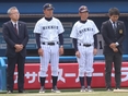 山口和範副部長・溝口智成監督・蒲谷良充助監督・本郷佑弥（４年）