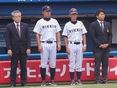 山口和範副部長・溝口智成監督・蒲谷良充助監督・本郷佑弥（４年）