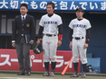 氏家大樹（2年マネージャー）、杉原宗（3年新人監督補佐）、北村祐斗（4年・新人監督）