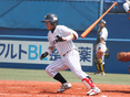 対法大三回戦、サヨナラ安打を放った岡崎啓介（4年）