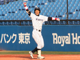 対慶大戦、延長戦で逆転打を放った二場（4年）