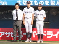 本田智徳（2年・マネージャー）・松井瞭汰（3年・投手コーチ補佐）・井上基（4年・新人監督代理）